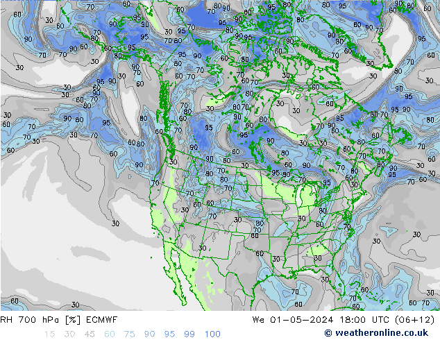 RH 700 hPa ECMWF Mi 01.05.2024 18 UTC