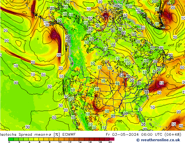 Isotachs Spread ECMWF Fr 03.05.2024 06 UTC