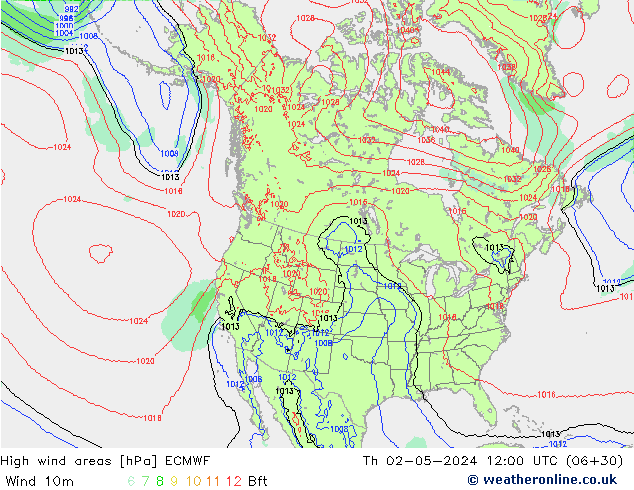 High wind areas ECMWF Th 02.05.2024 12 UTC