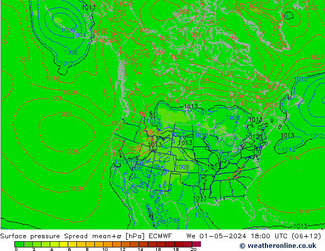 Bodendruck Spread ECMWF Mi 01.05.2024 18 UTC