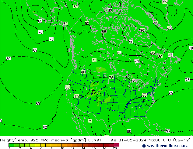 Height/Temp. 925 hPa ECMWF We 01.05.2024 18 UTC