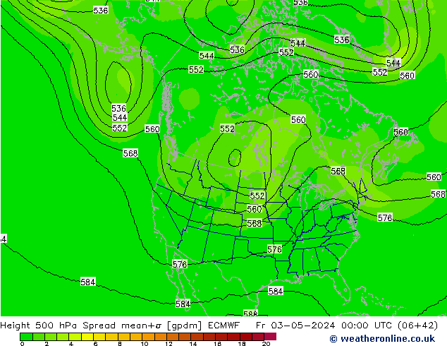 Height 500 hPa Spread ECMWF Fr 03.05.2024 00 UTC