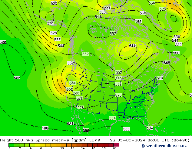 Height 500 hPa Spread ECMWF Ne 05.05.2024 06 UTC