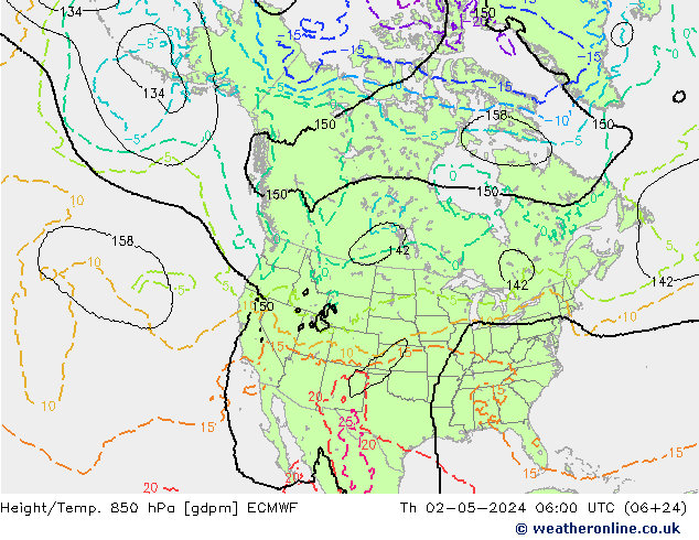 Height/Temp. 850 hPa ECMWF czw. 02.05.2024 06 UTC