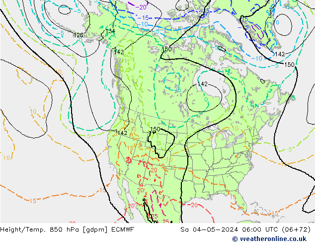 Height/Temp. 850 hPa ECMWF so. 04.05.2024 06 UTC