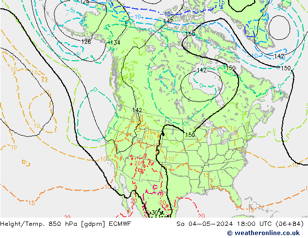 Height/Temp. 850 hPa ECMWF Sa 04.05.2024 18 UTC