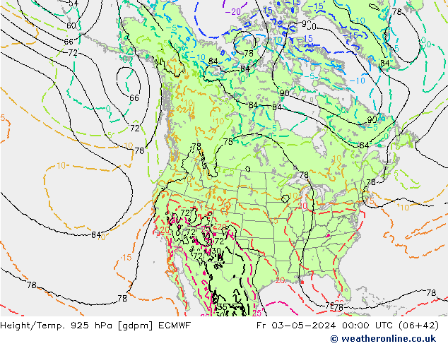 Yükseklik/Sıc. 925 hPa ECMWF Cu 03.05.2024 00 UTC