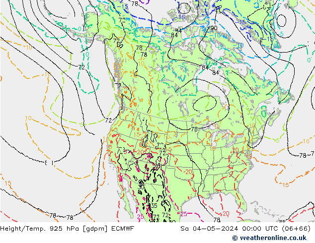 Height/Temp. 925 гПа ECMWF сб 04.05.2024 00 UTC