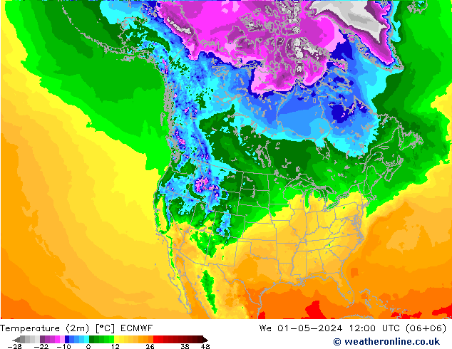 Temperaturkarte (2m) ECMWF Mi 01.05.2024 12 UTC