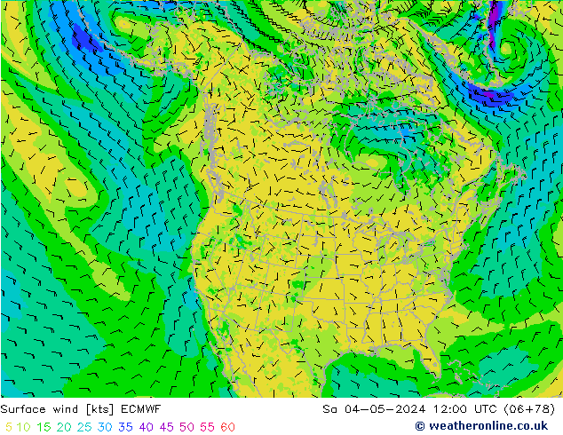 Surface wind ECMWF So 04.05.2024 12 UTC