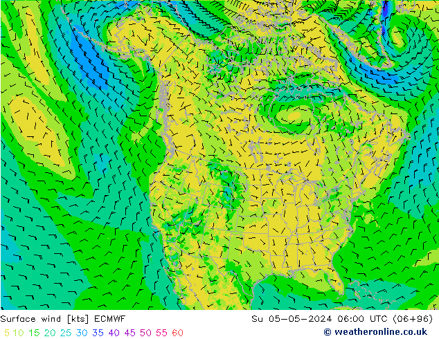 Vent 10 m ECMWF dim 05.05.2024 06 UTC