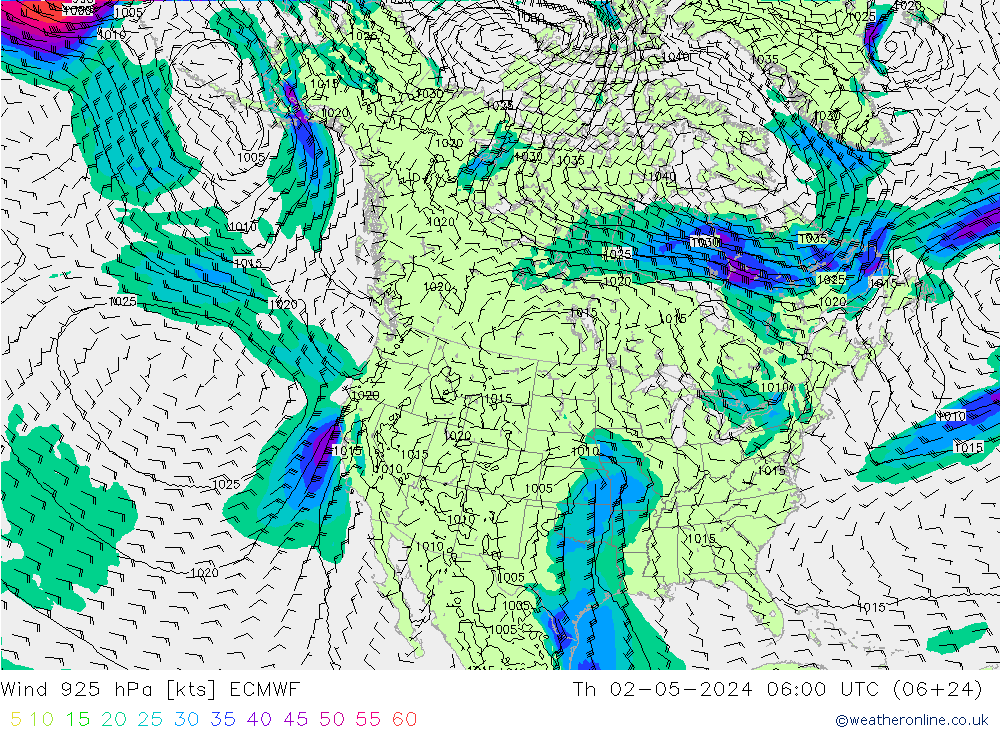 Wind 925 hPa ECMWF Th 02.05.2024 06 UTC