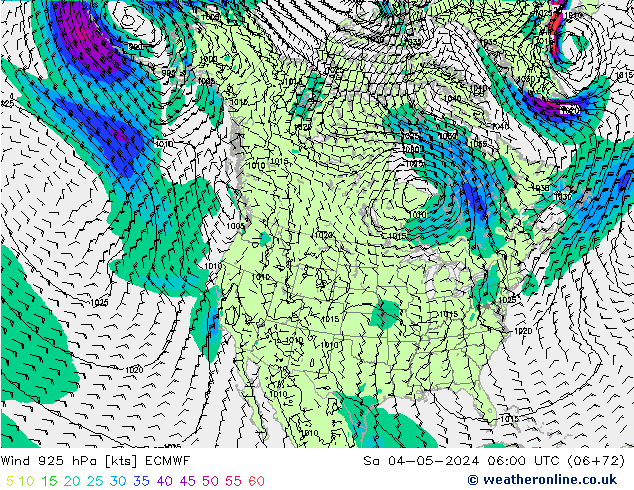 Rüzgar 925 hPa ECMWF Cts 04.05.2024 06 UTC