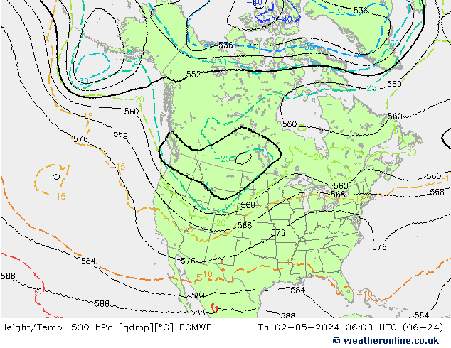 Geop./Temp. 500 hPa ECMWF jue 02.05.2024 06 UTC