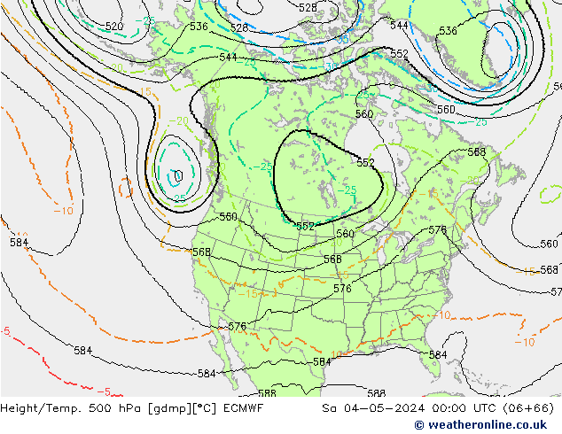 Height/Temp. 500 hPa ECMWF Sa 04.05.2024 00 UTC