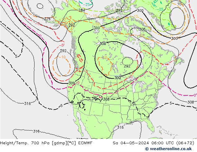 Height/Temp. 700 hPa ECMWF Sa 04.05.2024 06 UTC