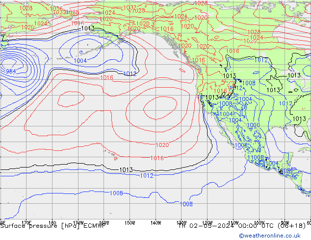 Atmosférický tlak ECMWF Čt 02.05.2024 00 UTC