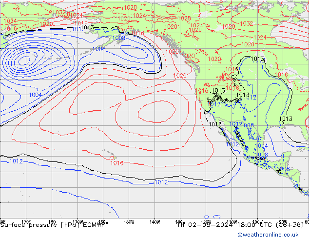 Surface pressure ECMWF Th 02.05.2024 18 UTC