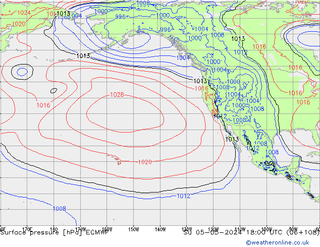 Yer basıncı ECMWF Paz 05.05.2024 18 UTC