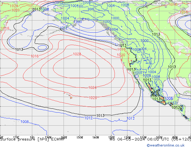 Presión superficial ECMWF lun 06.05.2024 06 UTC