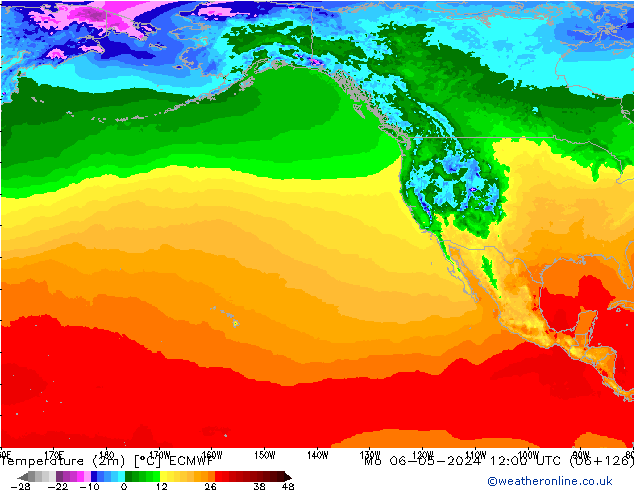 Temperature (2m) ECMWF Po 06.05.2024 12 UTC