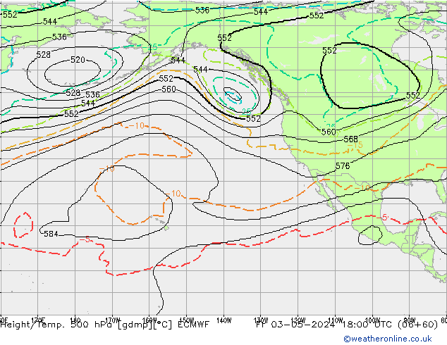 Height/Temp. 500 hPa ECMWF Fr 03.05.2024 18 UTC