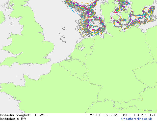 Isotachen Spaghetti ECMWF Mi 01.05.2024 18 UTC