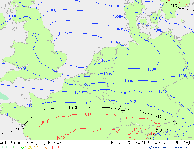 Polarjet/Bodendruck ECMWF Fr 03.05.2024 06 UTC