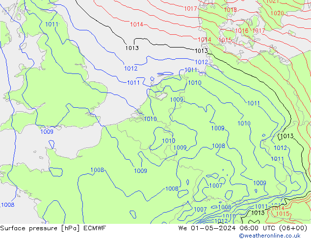 Bodendruck ECMWF Mi 01.05.2024 06 UTC