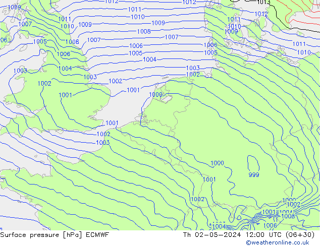 приземное давление ECMWF чт 02.05.2024 12 UTC