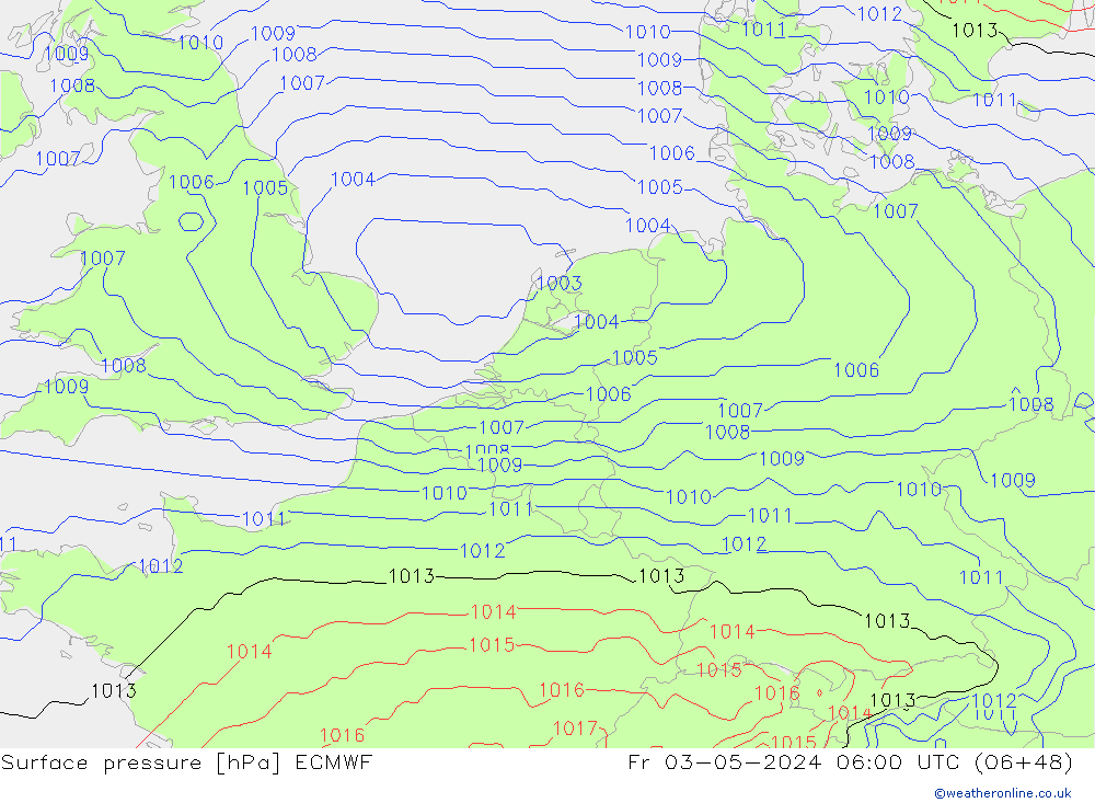 Bodendruck ECMWF Fr 03.05.2024 06 UTC