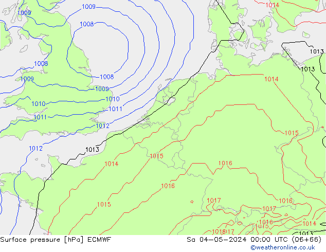 Surface pressure ECMWF Sa 04.05.2024 00 UTC