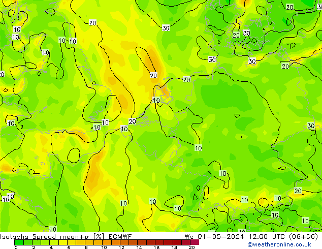 Isotachen Spread ECMWF Mi 01.05.2024 12 UTC