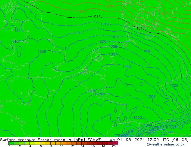 Bodendruck Spread ECMWF Mi 01.05.2024 12 UTC