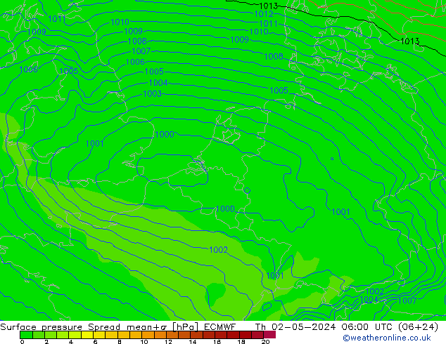 ciśnienie Spread ECMWF czw. 02.05.2024 06 UTC