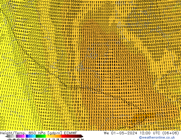 Height/Temp. 850 hPa ECMWF Mi 01.05.2024 12 UTC