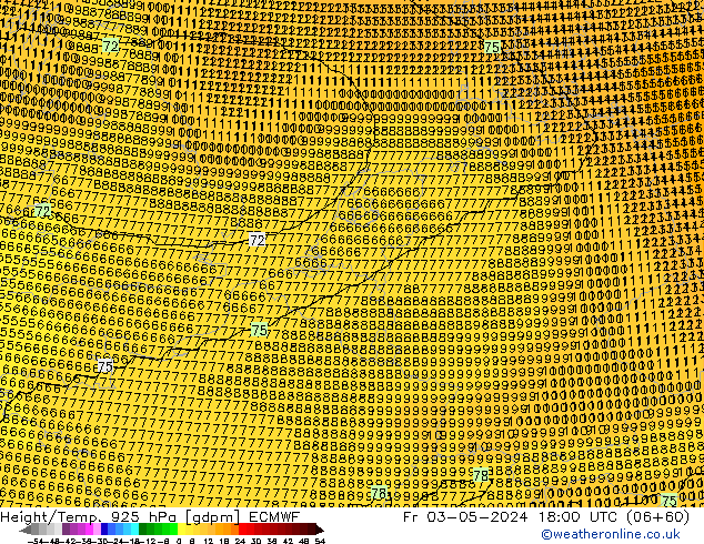 Height/Temp. 925 hPa ECMWF Sex 03.05.2024 18 UTC