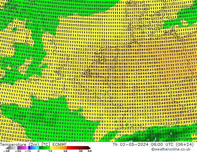 Temperatura (2m) ECMWF Qui 02.05.2024 06 UTC