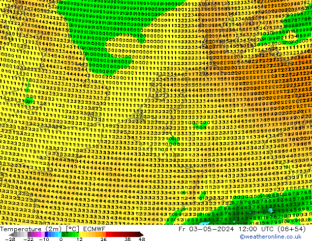 Temperaturkarte (2m) ECMWF Fr 03.05.2024 12 UTC