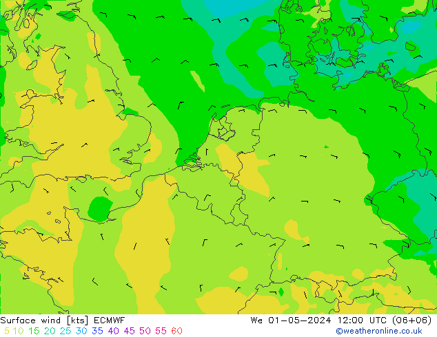 Bodenwind ECMWF Mi 01.05.2024 12 UTC