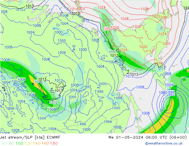 Courant-jet ECMWF mer 01.05.2024 06 UTC