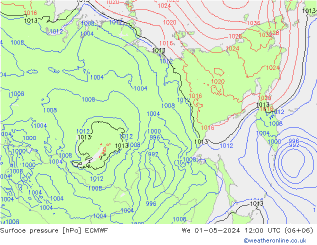 Yer basıncı ECMWF Çar 01.05.2024 12 UTC
