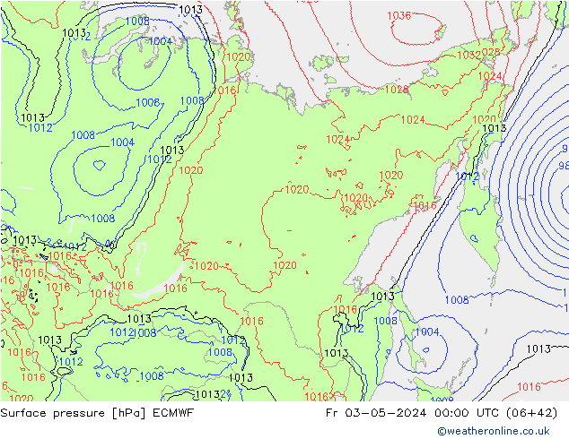 Luchtdruk (Grond) ECMWF vr 03.05.2024 00 UTC