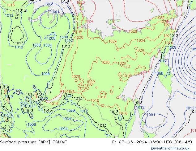 Surface pressure ECMWF Fr 03.05.2024 06 UTC