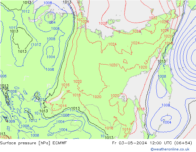 Atmosférický tlak ECMWF Pá 03.05.2024 12 UTC