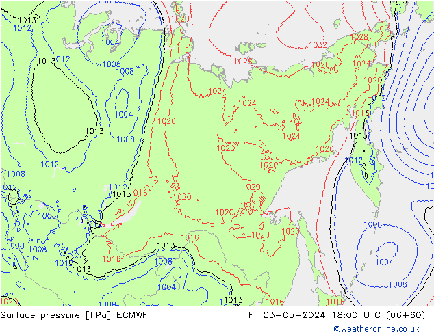 Luchtdruk (Grond) ECMWF vr 03.05.2024 18 UTC