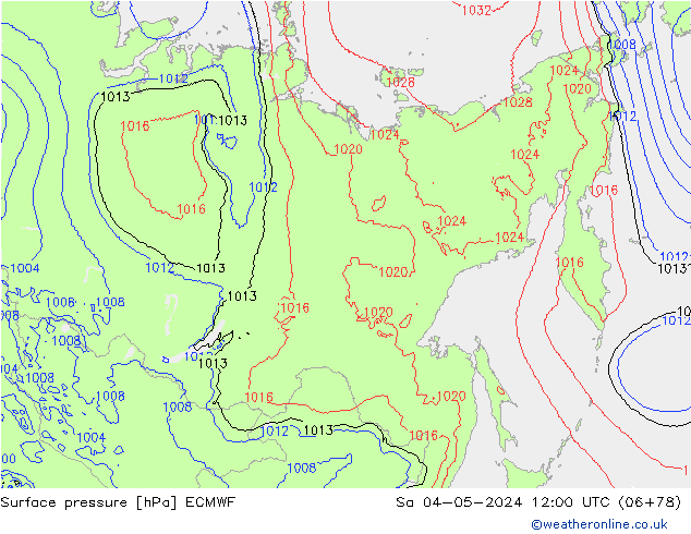 Surface pressure ECMWF Sa 04.05.2024 12 UTC