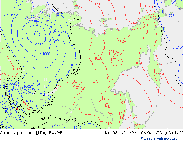 Surface pressure ECMWF Mo 06.05.2024 06 UTC