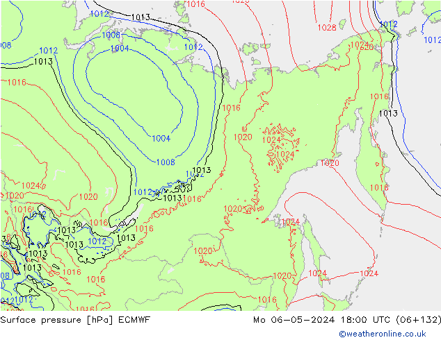 Atmosférický tlak ECMWF Po 06.05.2024 18 UTC