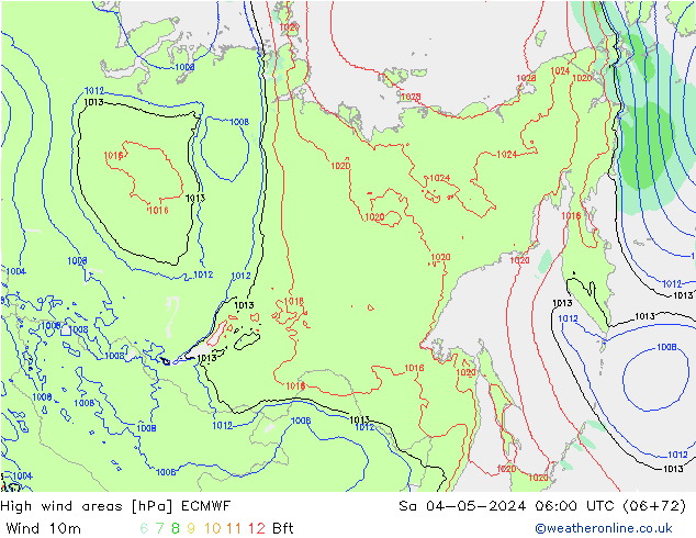 High wind areas ECMWF Sa 04.05.2024 06 UTC